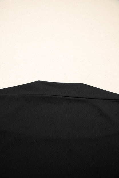 Black Crisscross Boat Neck Long Sleeve Slim Top