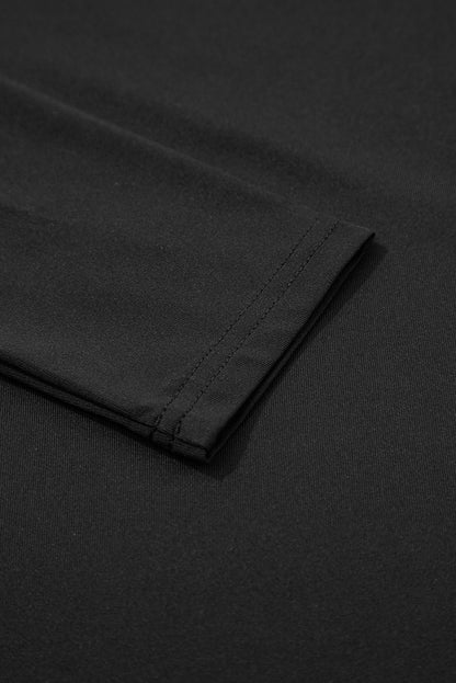 Black Crisscross Boat Neck Long Sleeve Slim Top