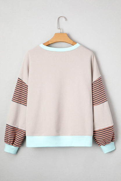 Jet Stream Striped Colorblock Patchwork Drop Shoulder Sweatshirt